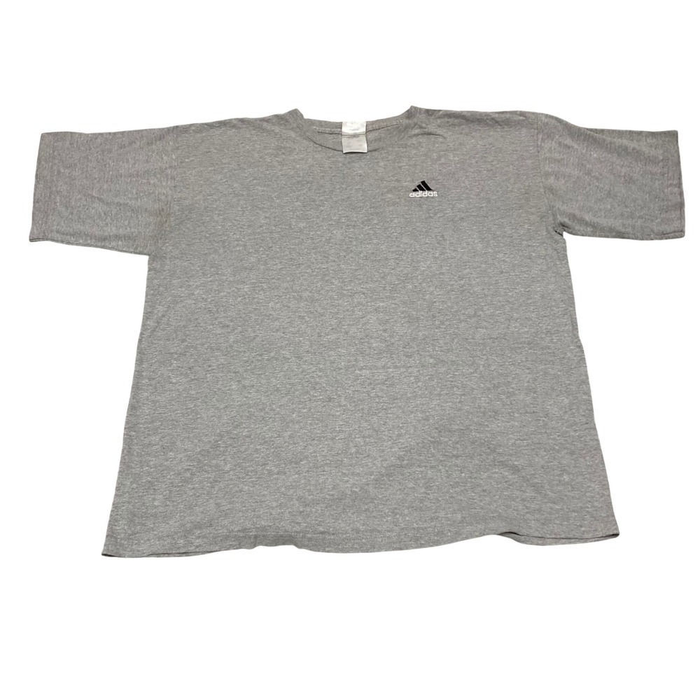 Adidas Mens Heather Gray Short Sleeve Embroidered Logo T-Shirt Size Large